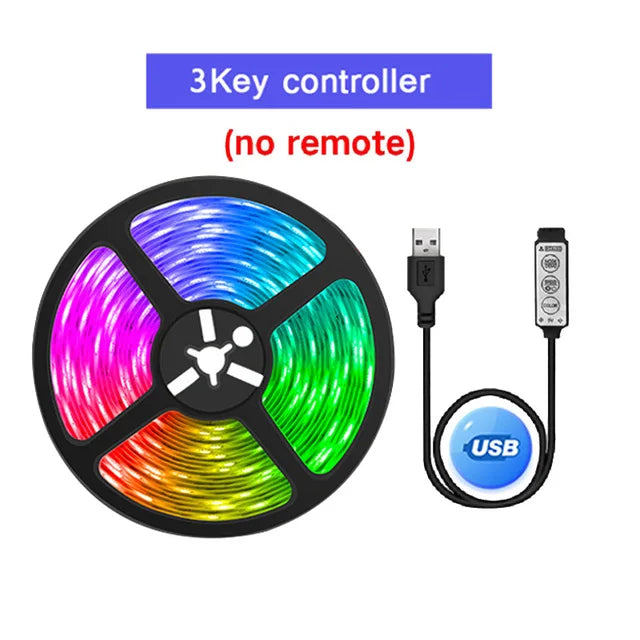 USB-s LED szalag világítás RGB 5050 LED-ekkel, zenére szinkronizálható, színváltós, TV háttérvilágításhoz, rugalmas LED lámpa szalag, szalag szalag partyhoz és otthoni dekorációhoz