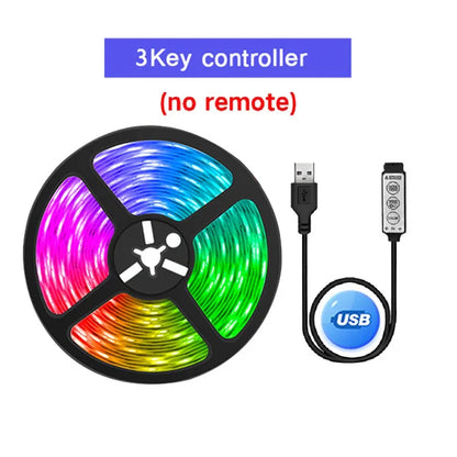 USB-s LED szalag világítás RGB 5050 LED-ekkel, zenére szinkronizálható, színváltós, TV háttérvilágításhoz, rugalmas LED lámpa szalag, szalag szalag partyhoz és otthoni dekorációhoz