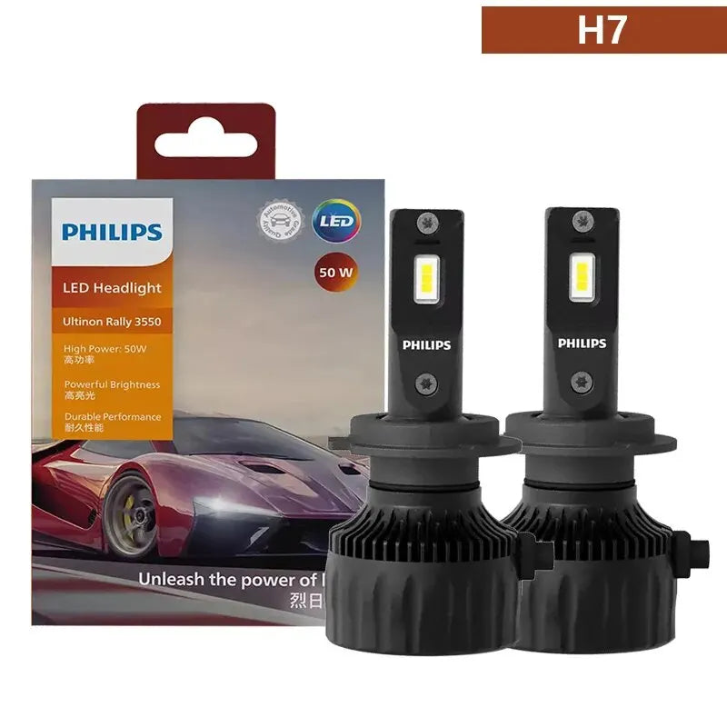 Philips Ultinon Rally 3550 LED H4 H7 H11 HB3 HB4 HIR2 9005 9006 9012 100W 9000LM High Power 6500K Bright White Car Head Lamps
