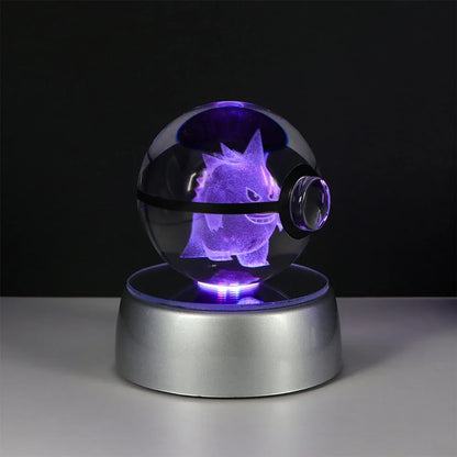 Pokemon Crystal Ball Pikachu Gengar Eevee Mewtwo Lacario Anime Pokéball LED éjszakai fény alap gyerekeknek születésnapi ajándék lakberendezés
