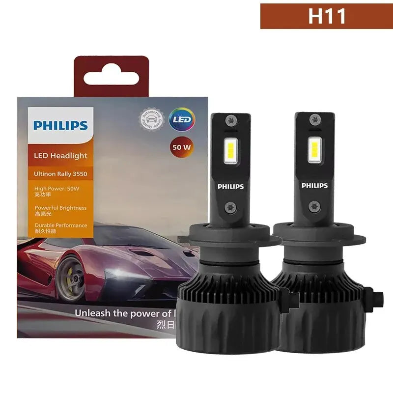 Philips Ultinon Rally 3550 LED H4 H7 H11 HB3 HB4 HIR2 9005 9006 9012 100W 9000LM High Power 6500K Bright White Car Head Lamps