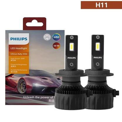 Philips Ultinon Rally 3550 LED H4 H7 H11 HB3 HB4 HIR2 9005 9006 9012 100W 9000LM High Power 6500K Bright White Car Head Lamps