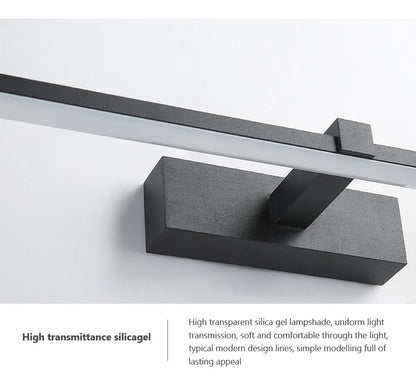 LED tükrös fali lámpa fürdőszobába, vízálló kivitelben, fehér vagy fekete színben. Modern, lapos kialakítású beltéri LED fali lámpa, fürdőszobai világításhoz és sminkeléshez