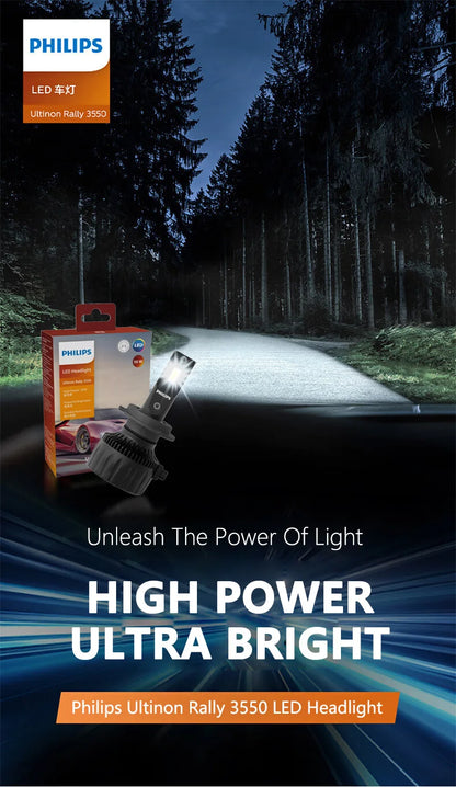 Philips Ultinon Rally 3550 LED H4 H7 H11 HB3 HB4 HIR2 9005 9006 9012 100W 9000LM High Power 6500K Bright White Car Head Lamps