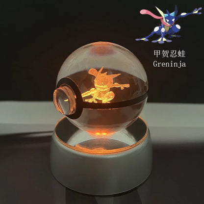 Pokemon Crystal Ball Pikachu Gengar Eevee Mewtwo Lacario Anime Pokéball LED éjszakai fény alap gyerekeknek születésnapi ajándék lakberendezés