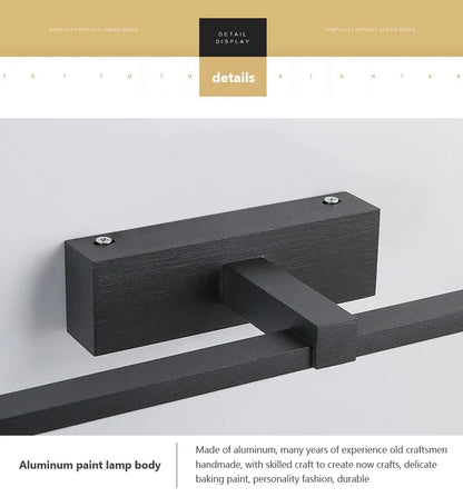 LED tükrös fali lámpa fürdőszobába, vízálló kivitelben, fehér vagy fekete színben. Modern, lapos kialakítású beltéri LED fali lámpa, fürdőszobai világításhoz és sminkeléshez