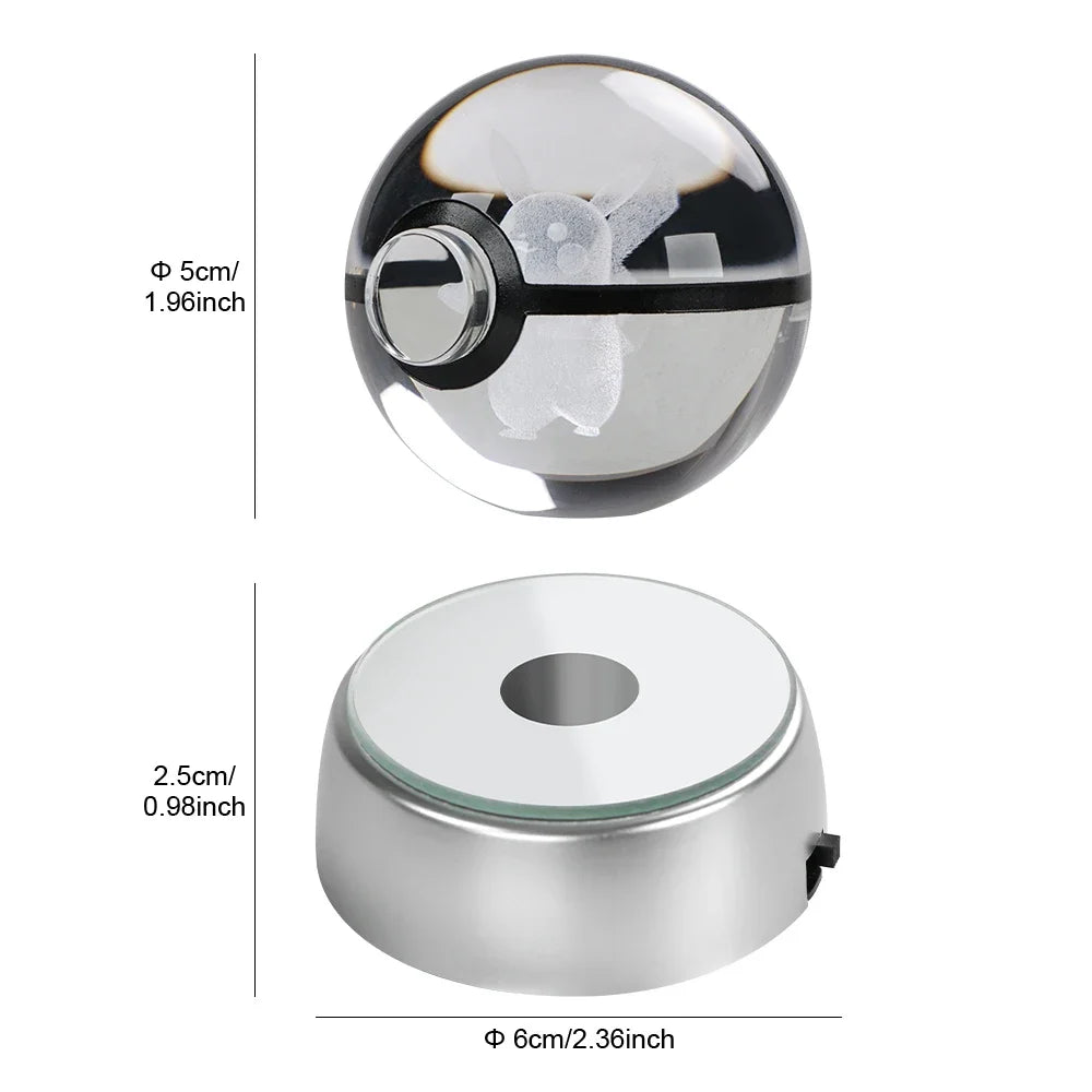 Pokemon Crystal Ball Pikachu Gengar Eevee Mewtwo Lacario Anime Pokéball LED éjszakai fény alap gyerekeknek születésnapi ajándék lakberendezés