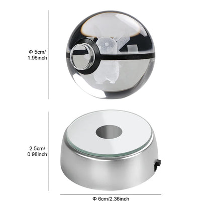 Pokemon Crystal Ball Pikachu Gengar Eevee Mewtwo Lacario Anime Pokéball LED éjszakai fény alap gyerekeknek születésnapi ajándék lakberendezés