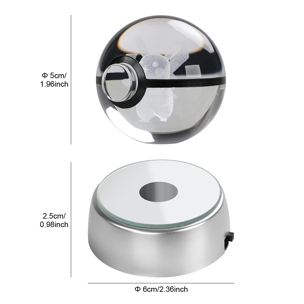 Pokemon Crystal Ball Pikachu Gengar Eevee Mewtwo Lacario Anime Pokéball LED éjszakai fény alap gyerekeknek születésnapi ajándék lakberendezés